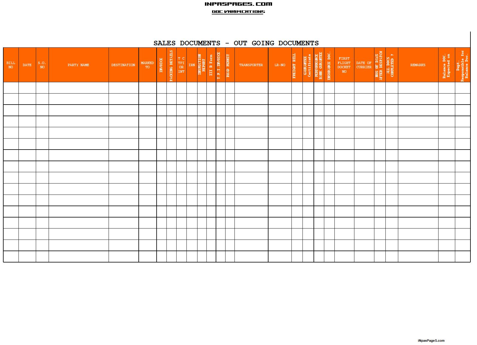 Sales Document outward report format