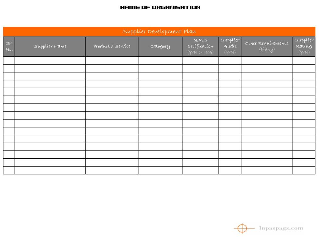 Supplier Development plan