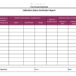 Calibration Status Verification Report format