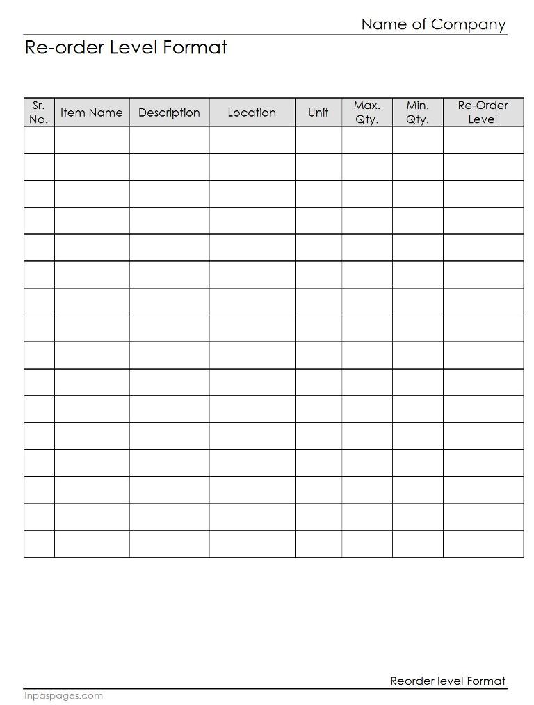 reorder level, reorder level format, reorder level for store, reorder level template, reorder level samples