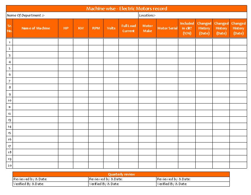 electrical motor record template