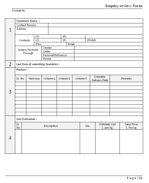 Enquiry review form Page 01