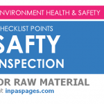 Safety inspection checklist points for Raw material storage area