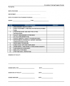 Orientation Training Program format