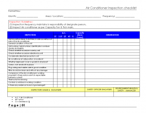 Air conditioner inspection checklist