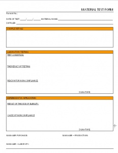 Material Test form
