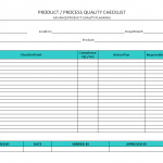 Product/Process quality checklist