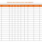Tools Maintenance log sheet