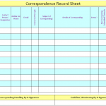 Correspondence record sheet