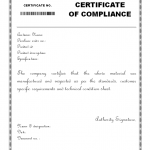 Material certificate of compliance form