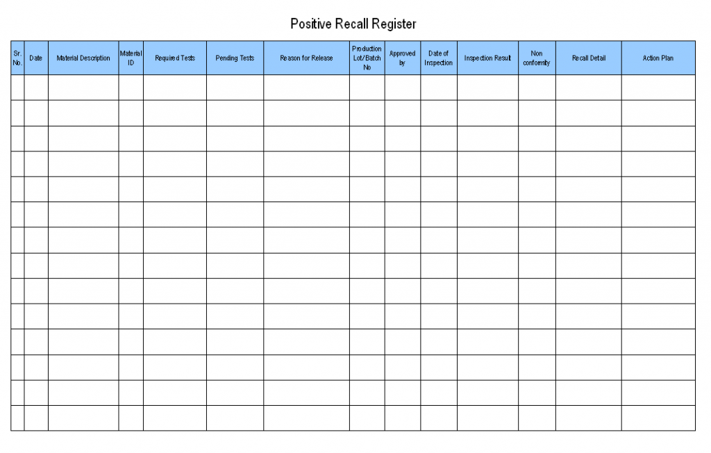 Positive Recall Register