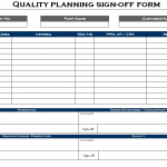 Quality planning sign-off form
