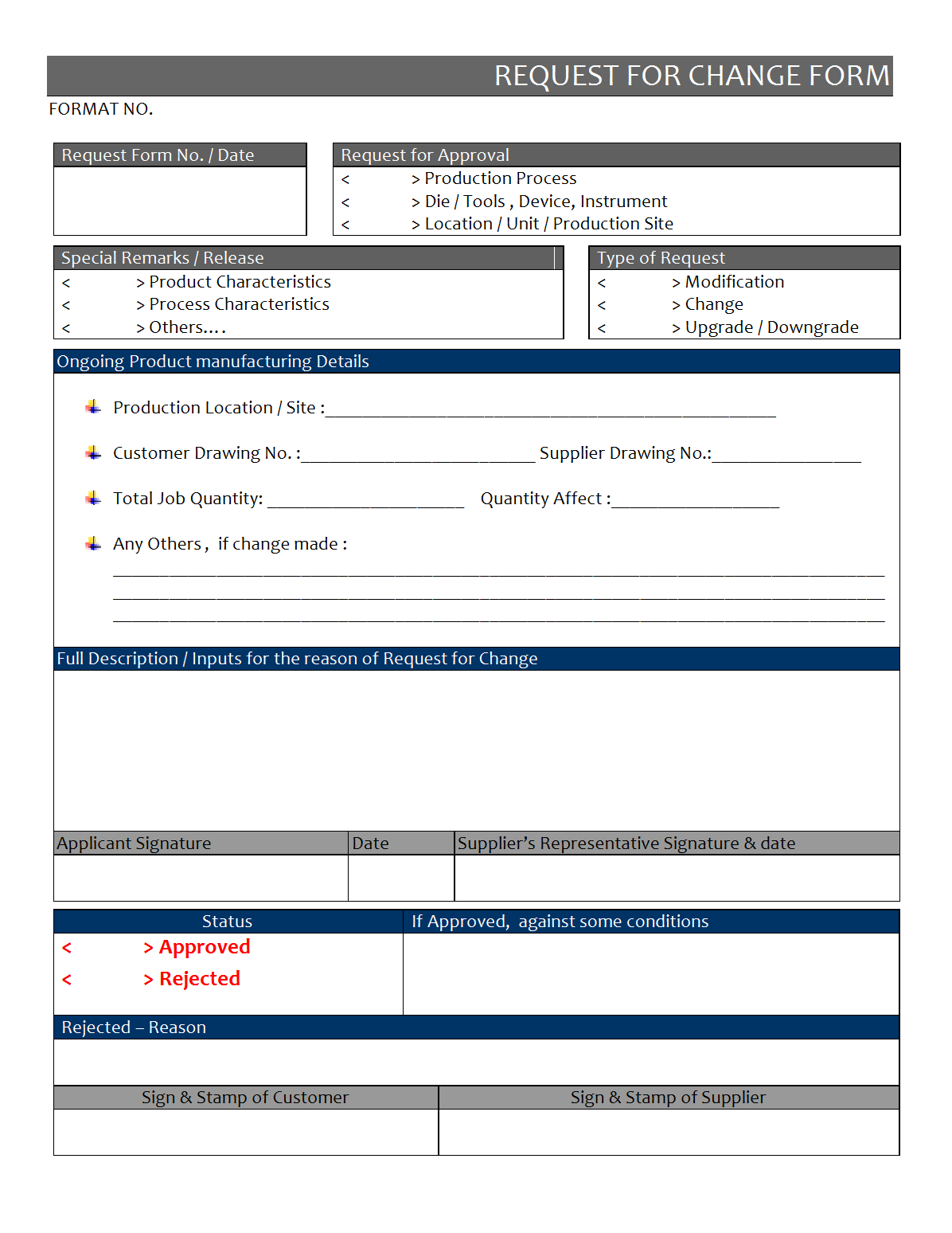 Request For Change Form