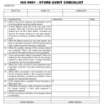 ISO 9001 Store Audit Checklist