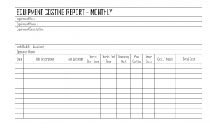 Equipment costing Report