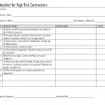 Checklist for High risk Contractor