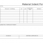 Material Indent form