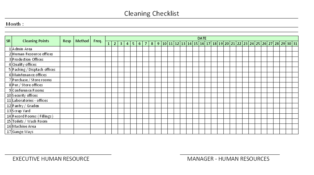 Cleaning Checklist Daily Weekly Housekeeping Templates