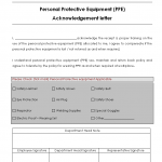 Personal protective equipment (PPE) acknowledgement letter