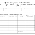 Quality management system checklist template