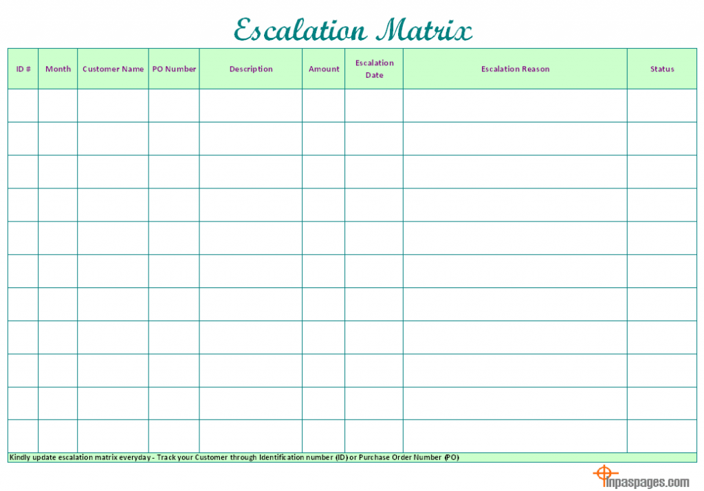 Sample Escalation Matrix Template Word Free Download