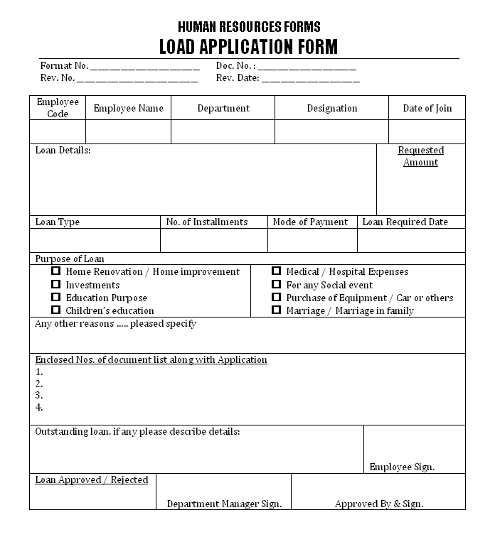 Loan Application form