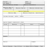 Returned material quality inspection form