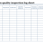 Operation quality inspection log sheet