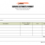 Service Estimate format