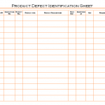 Product defect identification sheet