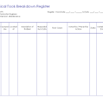 Mechanical tools breakdown register