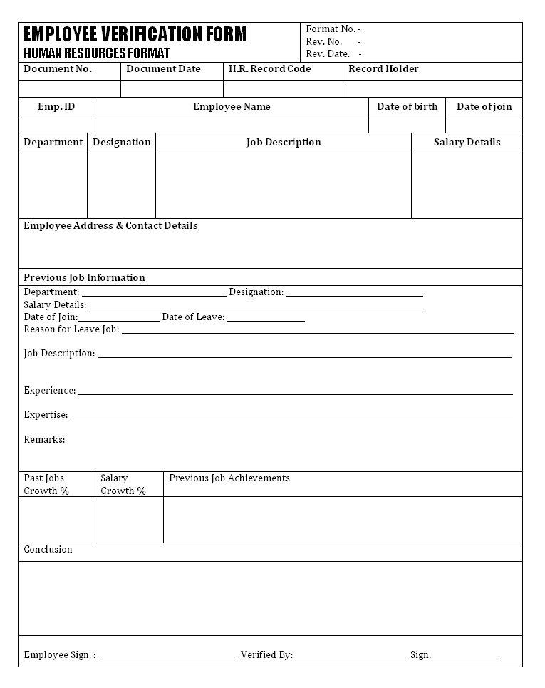 Employee verification form