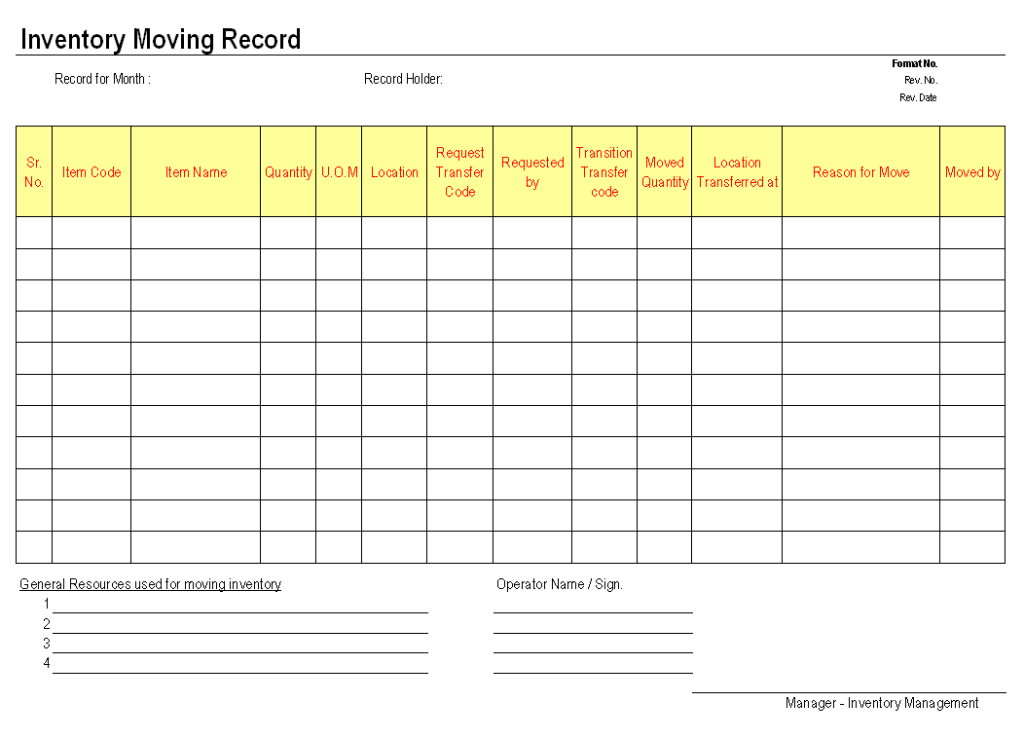 Logistics Inventory Move Label Inventory transfer documentation