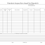 Random Inspection sheet for dispatch