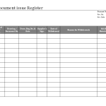 Supplier Document Issue Register