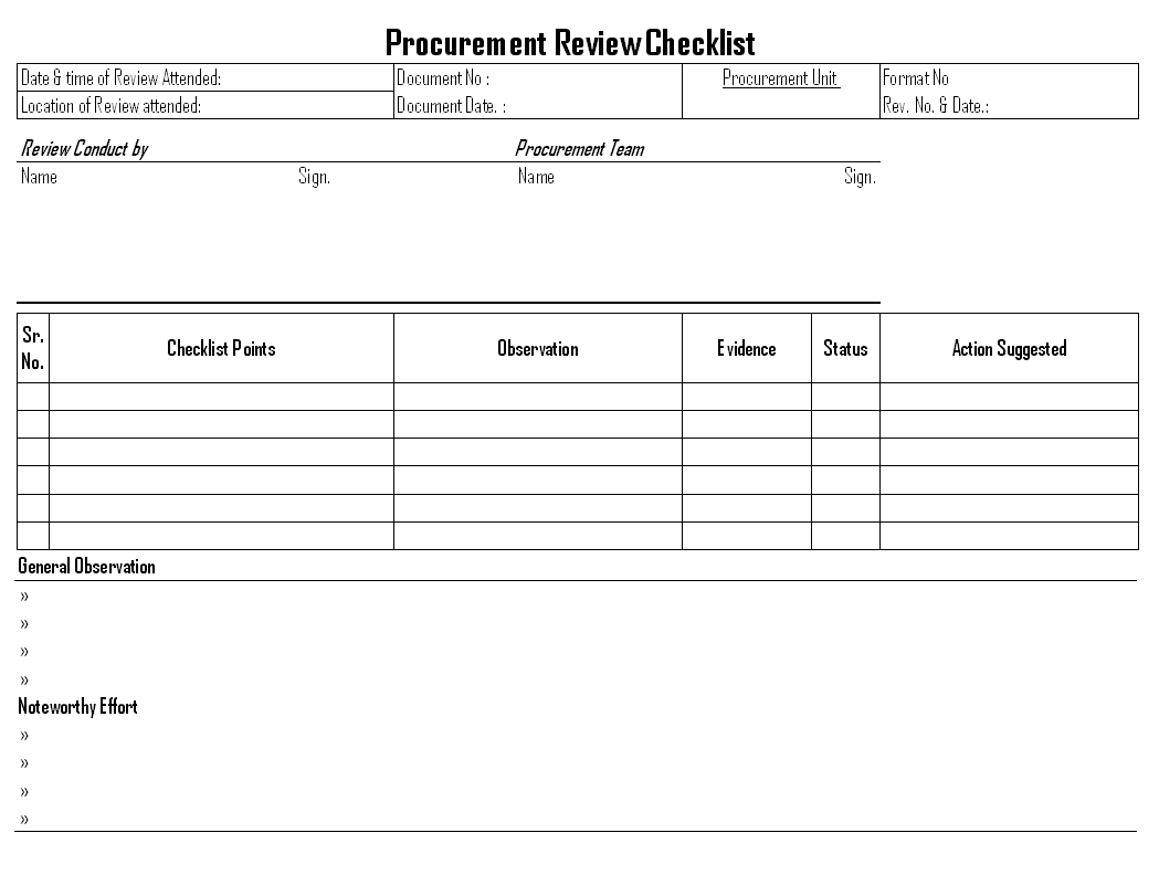 Procurement review checklist