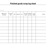 Finished goods scrap log sheet