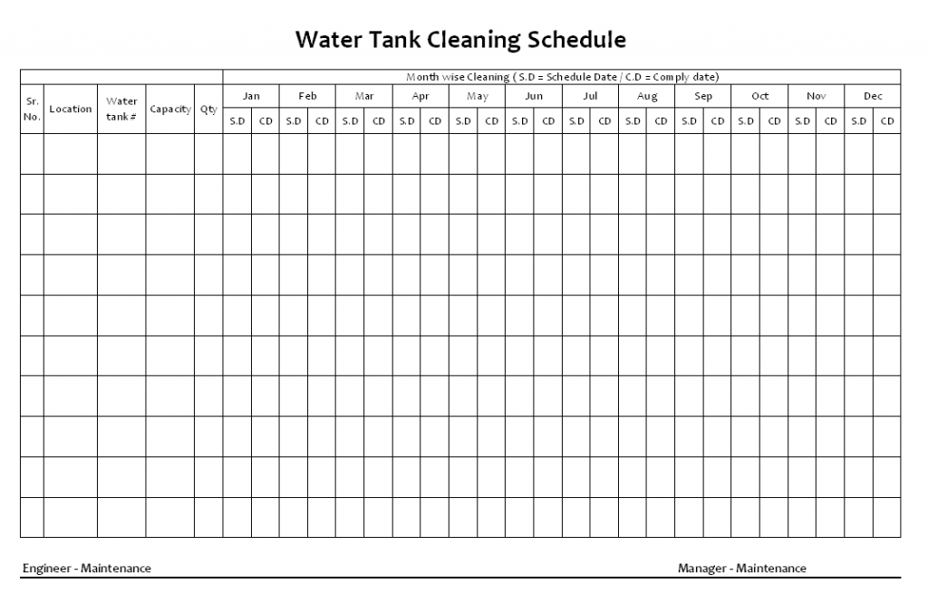 Water tank cleaning documents