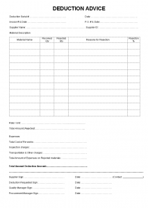 Deduction advice to supplier