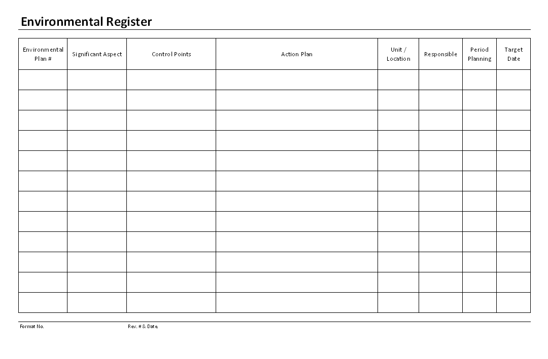 Environmental register