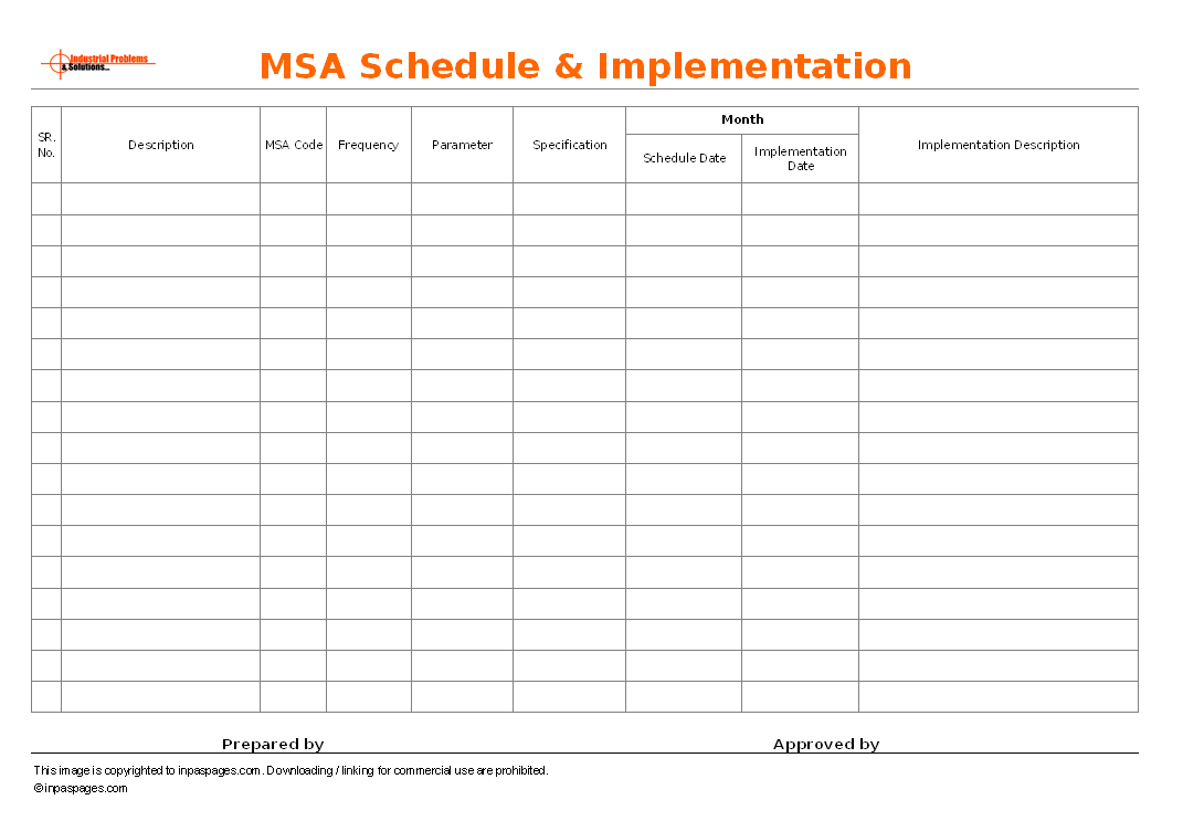 MSA schedule & Implementation