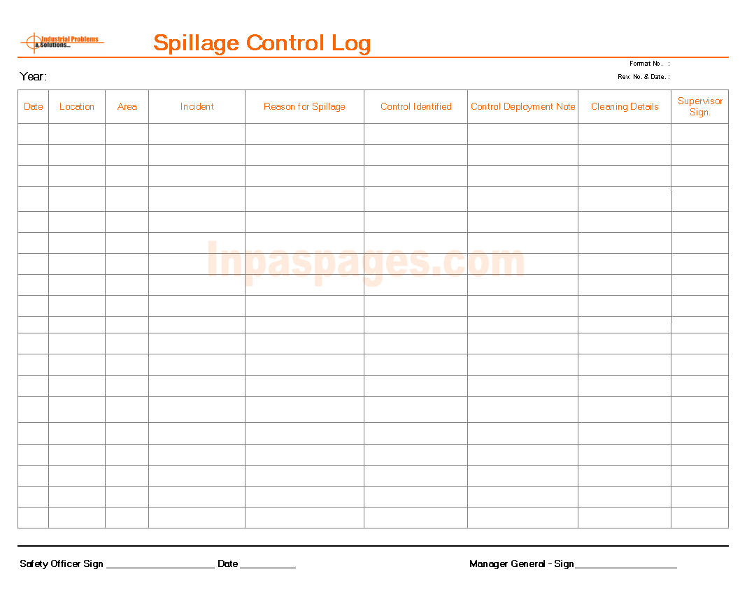 Spillage control log template
