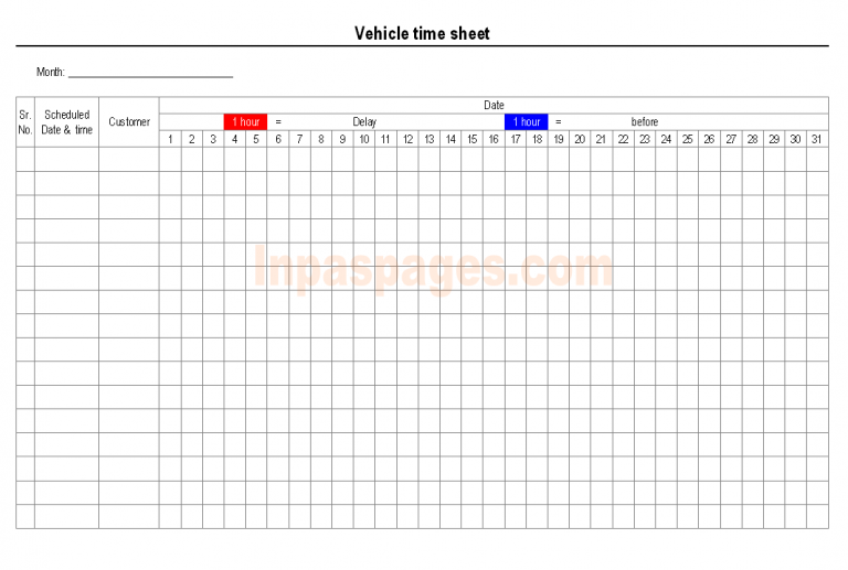 Vehcle Timesheet Vehicle time documents