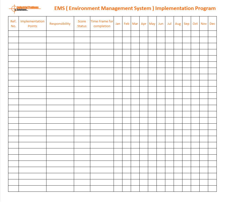 EHS implementation program template, Operational control