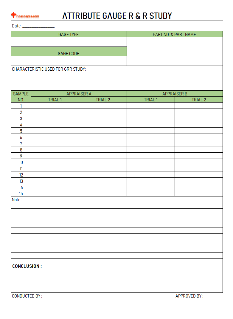 Attribute Gauge R& R Study