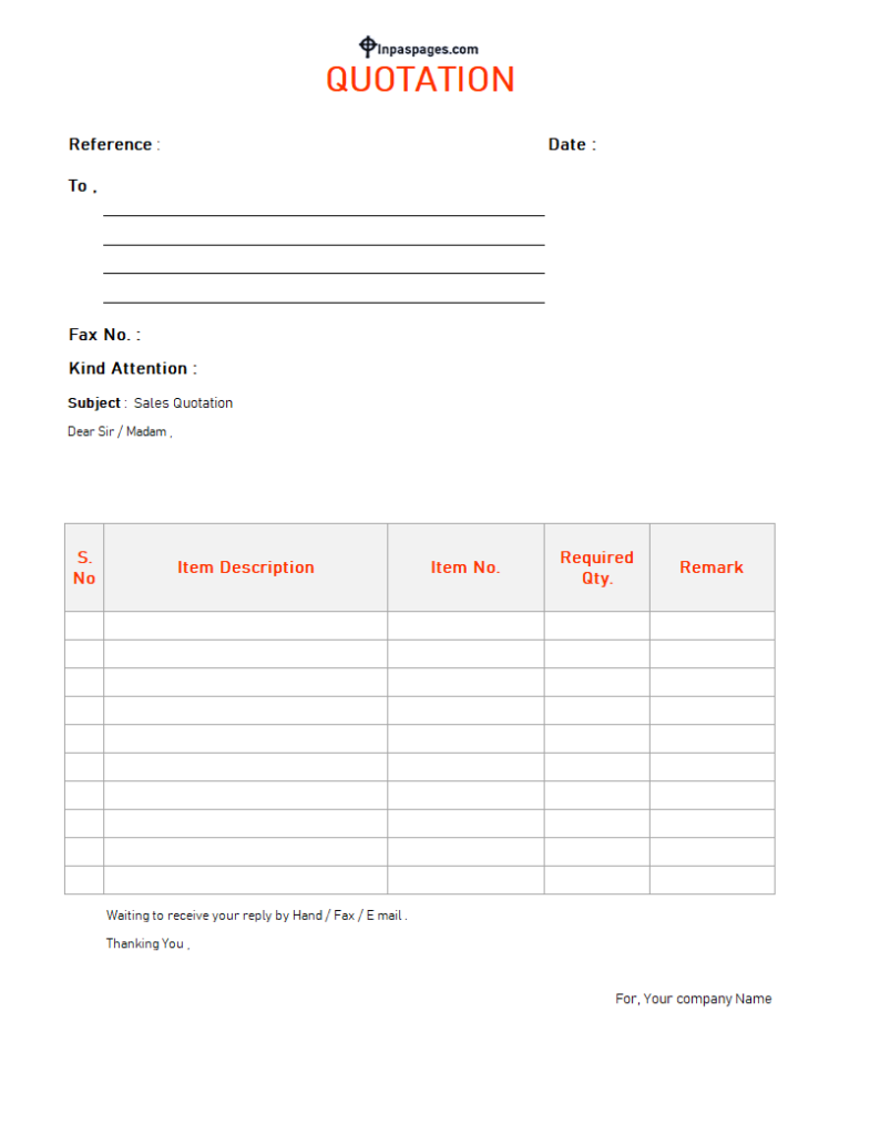 Sales quotation templates – 6 Free Samples Examples Formats