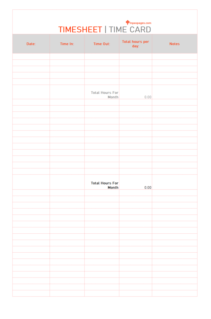 Time card template – free templates in excel & word format