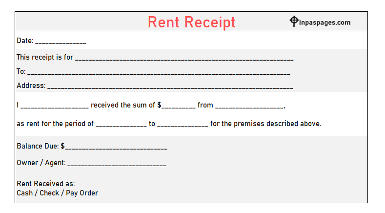 Sample Rent Receipt Format