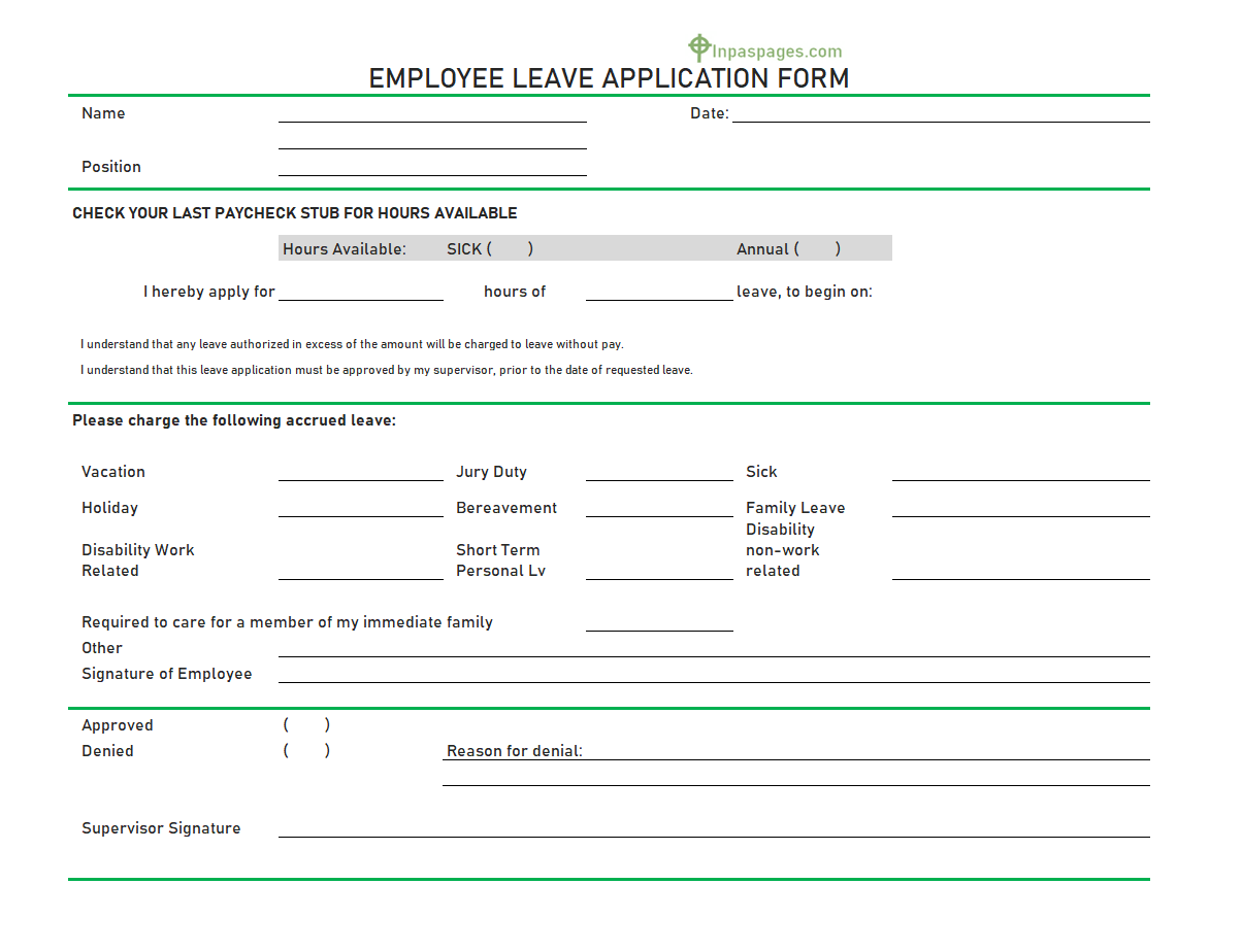 Employee Leave Application Form