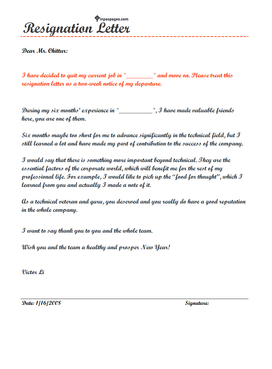 Sample Resignation Letter word, Sample Resignation notice letter, Notice letter for 2 weeks, 2 weeks notice letter, notice letter 2 weeks resignation